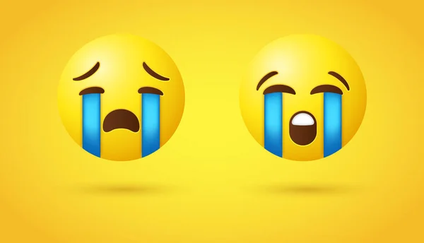 Alto Chorando Emoji Rosto Chorando Triste Lágrimas Emoticon Chorando Emoção —  Vetores de Stock