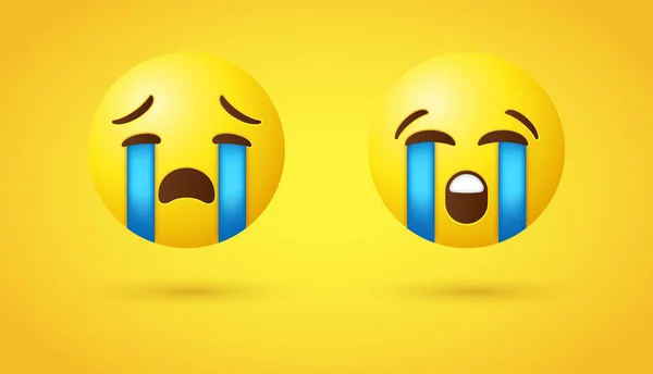 Cara Emoji Gritando Fuerte Emoticono Lágrimas Tristes Sollozando Emoción Llorando — Vector de stock