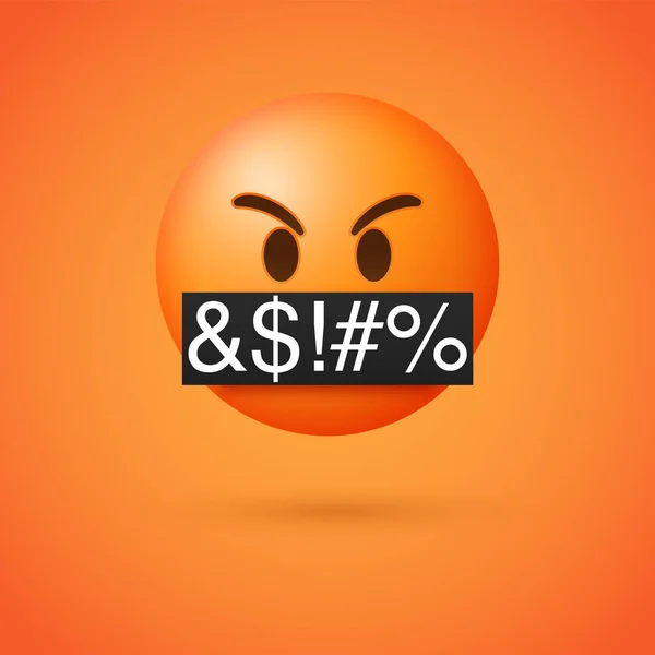 Red Angry Emoji Visage Sérieux Avec Des Symboles Sur Bouche Illustrations De Stock Libres De Droits
