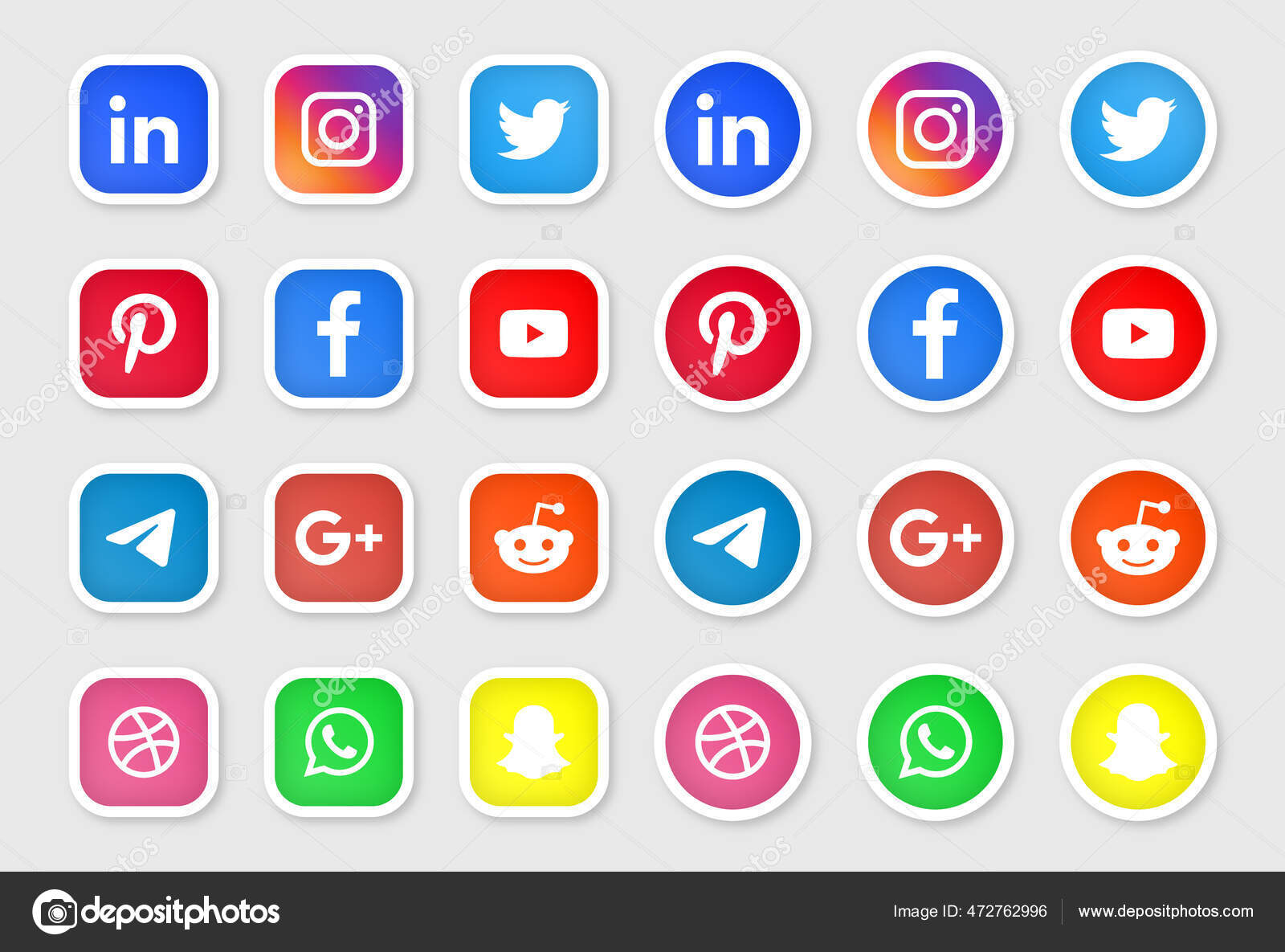 Social Media Icons Logos Buttons Stickers Facebook Twitter Instagram
