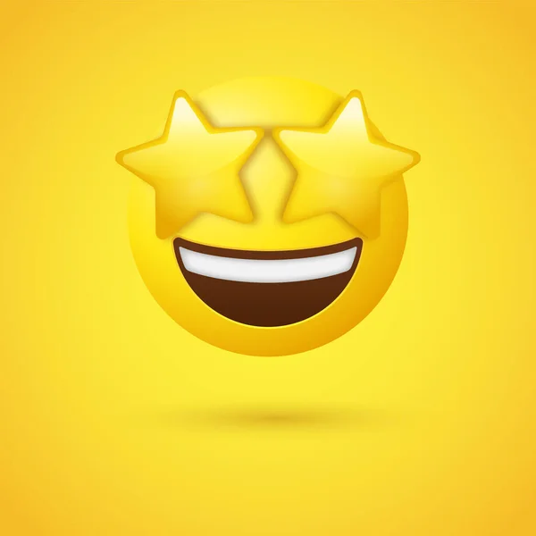 Grinning Emoji Star Eyes Face Starry Eyes Wow Face Starry — Stock Vector