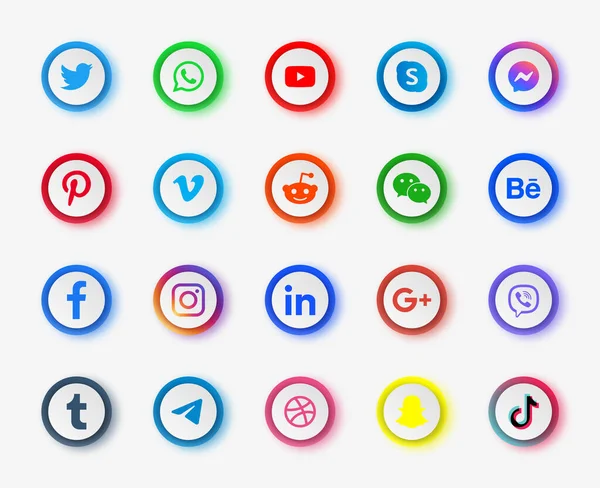 Social Media Icons Buttons Logos Facebook Twitter Instagram Youtube Google — Stock Vector