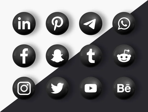 Popular Social Media Icons Logos Modern Buttons Facebook Instagram Twitter — Stock Vector