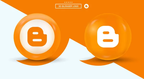 Çember biçiminde 3d blog simgesi modern sosyal medya simgeleri, blog yazarı 3D logo yuvarlak elips