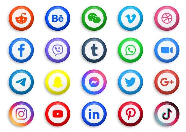 Iconos Redes Sociales Botones Logotipos Facebook Twitter Instagram Youtube Google — Archivo Imágenes Vectoriales