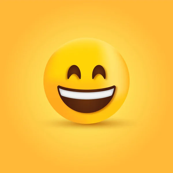 Uśmiechnięta Emoji Twarz Uśmiechniętymi Oczami Uśmiechnięta Twarz Otwartymi Ustami Uśmiechniętymi — Wektor stockowy