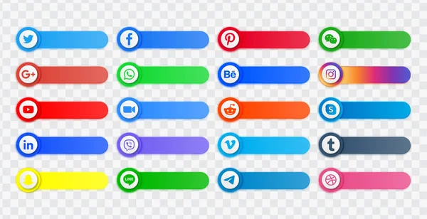 Социальные Медиа Иконки Баннеров Кнопки Логотипы Facebook Twitter Instagram Youtube — стоковый вектор