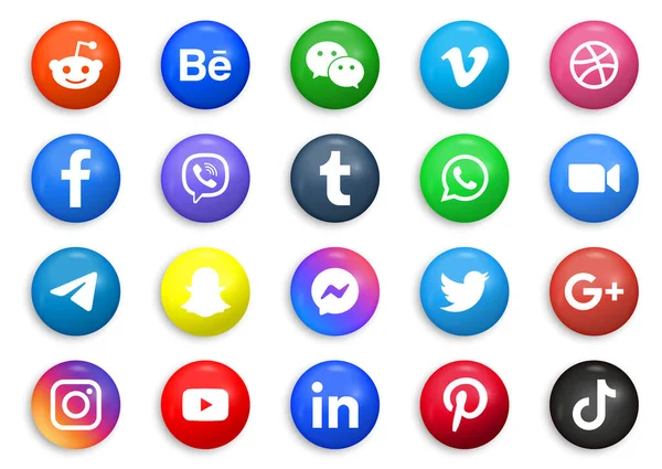 Sociale Medier Ikoner Knapper Logoer Facebook Twitter Instagram Youtube Google – Stock-vektor