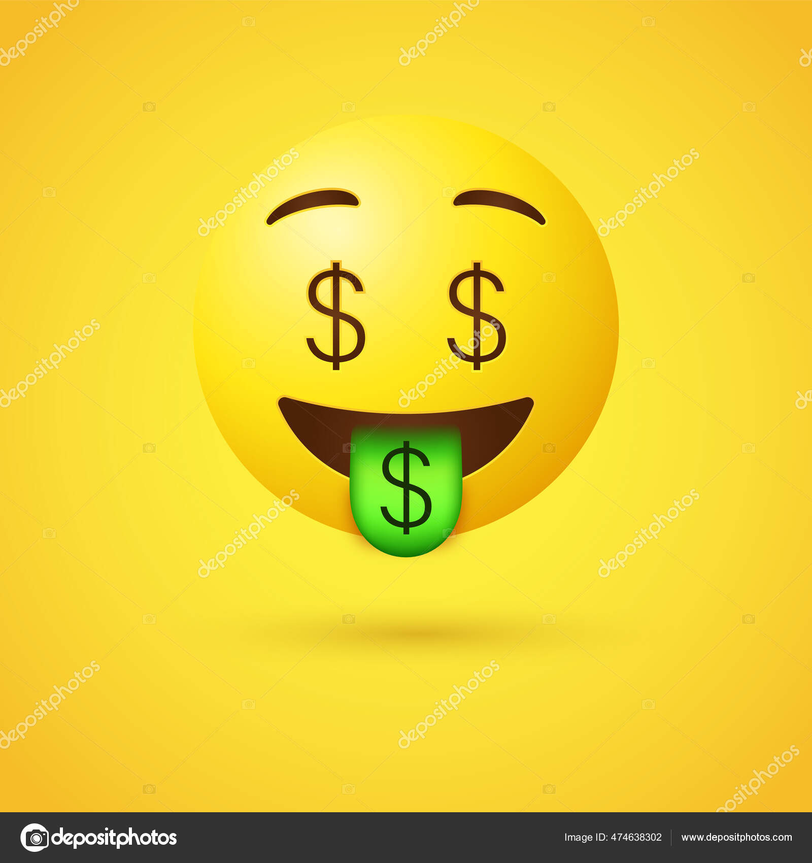 Money Rich Emoji Dollars Sign Eyes Tongue Out Money Mouth Stock Vector