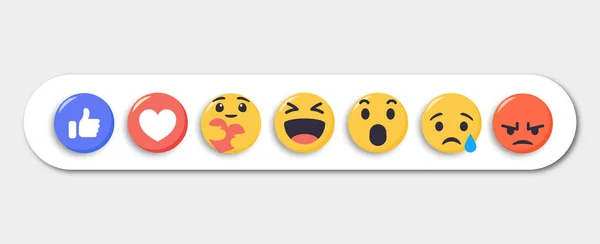Emojis Mídia Social Reações Facebook Emoticon Enquanto Abraça Com Cuidado —  Vetores de Stock