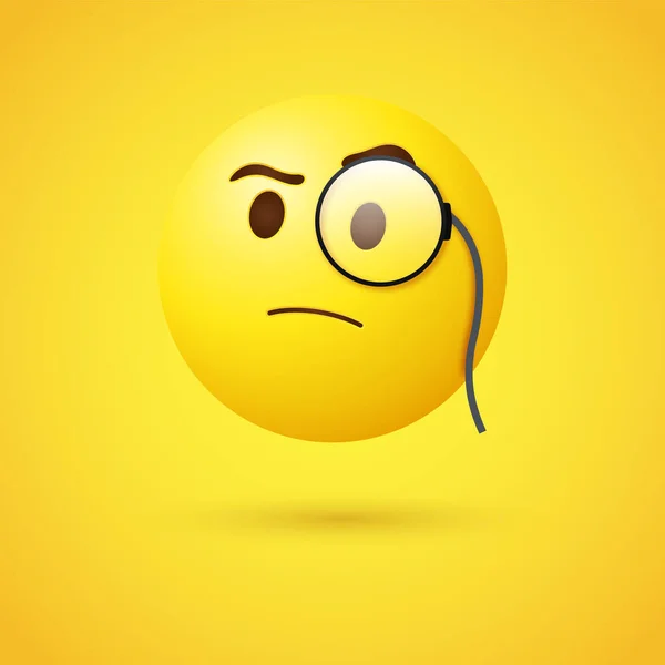 Emoji Twarz Monoklem Emotikon Lupą Okulary Emocje — Wektor stockowy