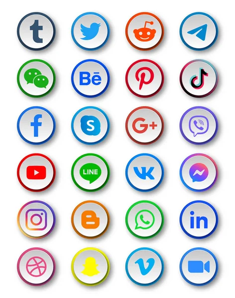 Ícones Mídia Social Botões Logotipos Facebook Twitter Instagram Youtube Google — Vetor de Stock