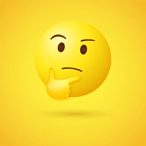 Thinking Emoji Face Thinker Emoticon Med Fåniga Ögonbryn Som Tittar — Stock vektor