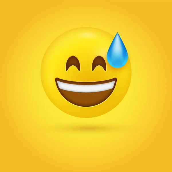 Χαμογελώντας Emoji Πρόσωπο Ιδρώτα Χαμογελώντας Πρόσωπο Ανοιχτό Στόμα Και Κρύο — Διανυσματικό Αρχείο