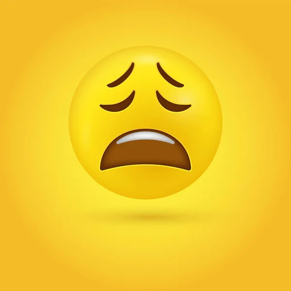 Distraught Emoji Face Emoticon Stanco Esausto Personaggio Stufo — Vettoriale Stock