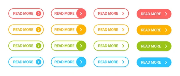 Leer Más Botón Diferentes Colores Botones Web Para Aplicaciones Sitio — Archivo Imágenes Vectoriales