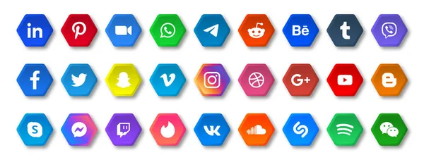 Ícones Mídia Social Botões Logotipos Facebook Twitter Instagram Youtube Google — Vetor de Stock