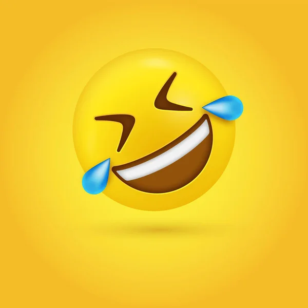 Rolling Floor Emoji Faccia Ridente Con Lacrime Emoticon Divertente Rofl — Vettoriale Stock