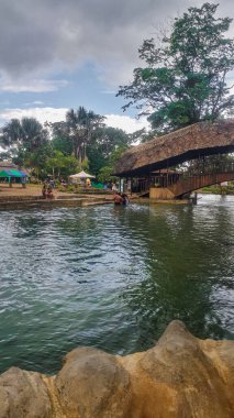 Nehir ormandaki kırsal bir köprünün altından geçiyor.