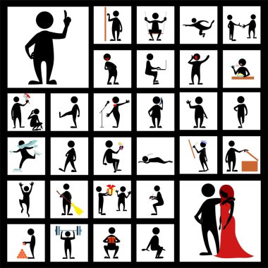 30 çizgi film insan vektör Set