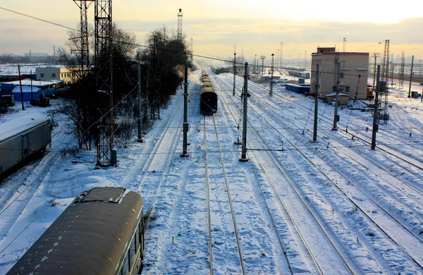Cold winter on railway — Stock Photo, Image