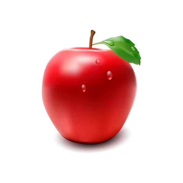 Pomme Rouge Sur Fond Blanc Illustration Vectorielle — Image vectorielle