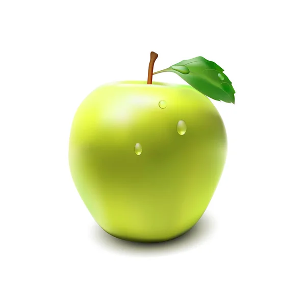 Grüner Apfel Auf Weißem Hintergrund Vektor Illustration — Stockvektor