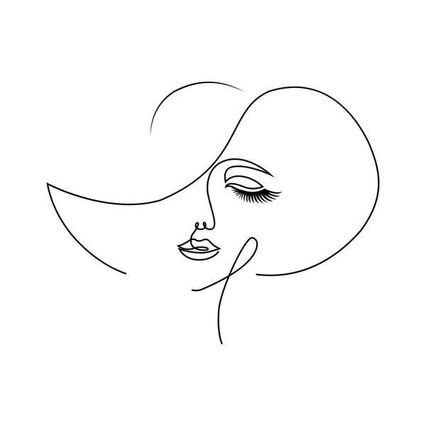 Face Drawing Line Art Graphic Style Vector Illustration — Stock Vector