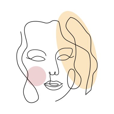 Grafik biçimli vektör illüstrasyonunda yüz çizimleri