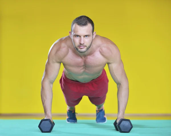Gym man push-up strength pushup exercise