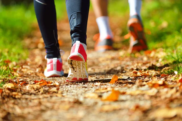 Junges Paar joggt im Park — Stockfoto