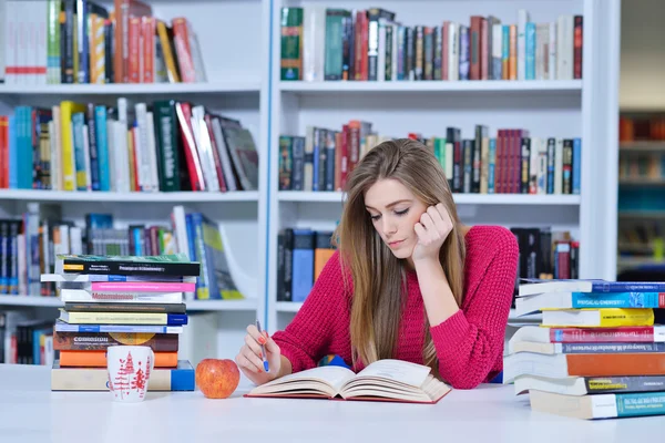 Vacker student som studerar — Stockfoto