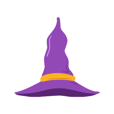 Mor ve Sarı Cadı Şapkası Çizimi