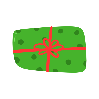 Kırmızı Kurdeleli Yeşil Polka Nokta Noel Hediye Kutusu