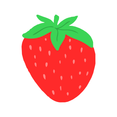 Yeşil Yapraklar ve Tohumlarla Şirin Kırmızı Çilek İllüstrasyonu