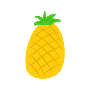 Şirin Minimalist Ananas Çizimi, El Çizimi Tropikal Sarı Meyve Simgesi