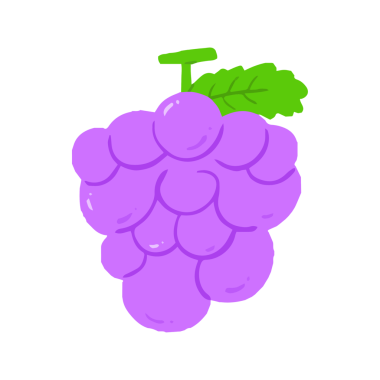 El yapımı Mor Üzüm Bunch İllüstrasyonu, Yapraklı Minimalist Meyve Zirvesi