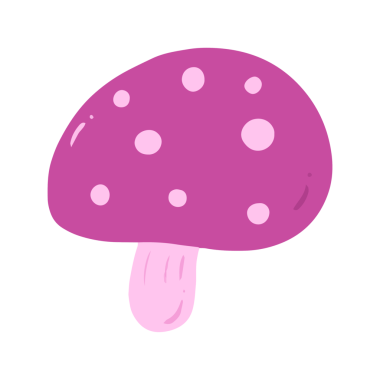 Şirin El Çizimi Mor Mantar Çizimi