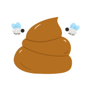 Etrafta Uçan İki Sinekli Kaka Emoji Çizimi