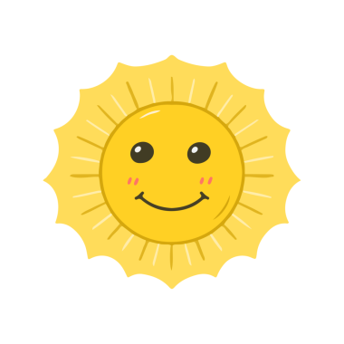 Kalın Güneş Işıkları ve Yanaklarıyla Mutlu Güneş Karakteri Çizimi