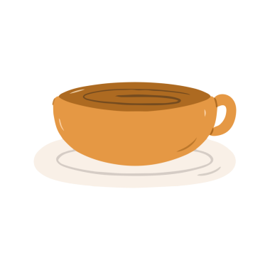 Kahvaltı & Kafe İçin Kahverengi Kahve veya Çay Fincanı Elle Çizilmiş Clipart