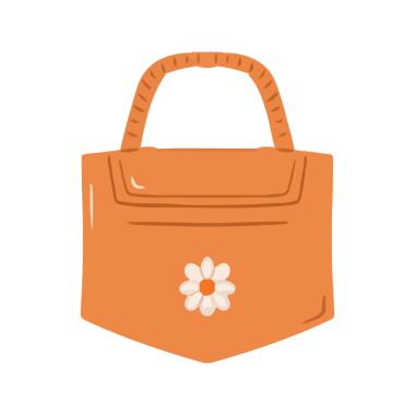 Papatya Çiçeği Tasarımlı Turuncu Çanta