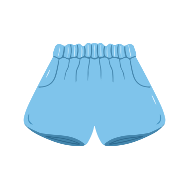 Açık Mavi Elastik Belbandı Ruffle Shorts Illustration