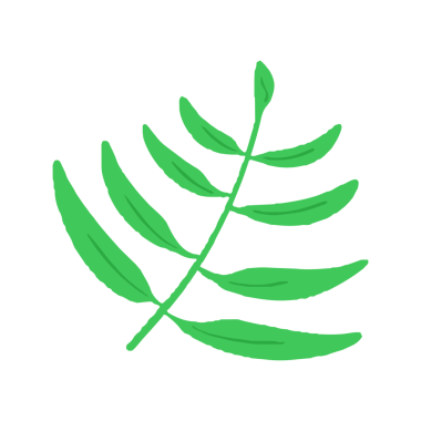 El Çizimi Yeşil Tropikal Eğreltiotu Yaprağı