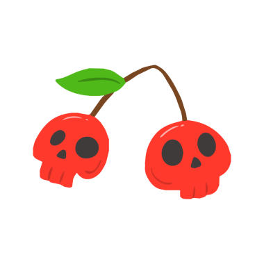 Ürkütücü Kırmızı Kiraz Meyvesi Kafatası Şeklinde