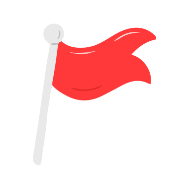 Bir Kutup Uyarısı veya İşaretleme Konseptinde Kırmızı Bayrak Dalgalanıyor