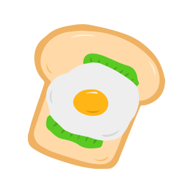Basit Kızarmış Yumurta ve Marul Tostu İllüstrasyonu