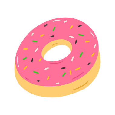 Renkli Serpiştirilmiş Pembe Donut Çizgi Film Çizimleri