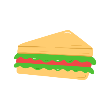 Sebzeli Üçgen Sandviç Çizgi Film Çizimi