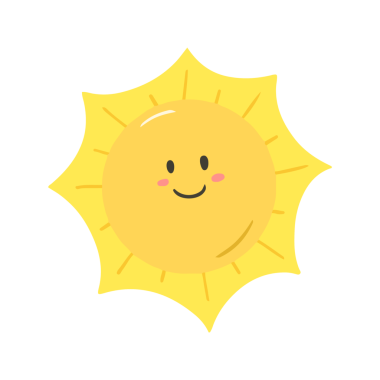 Neşeli Sarı Güneş, Mutlu Yüzlü ve Işıltılı